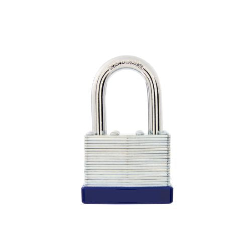 PK50 50mm Laminated Lock – Heavy-Duty Steel Body, Hardened Steel Shackle, Double Locking Levers, Brass Pin Tumbler, Protective Bumper