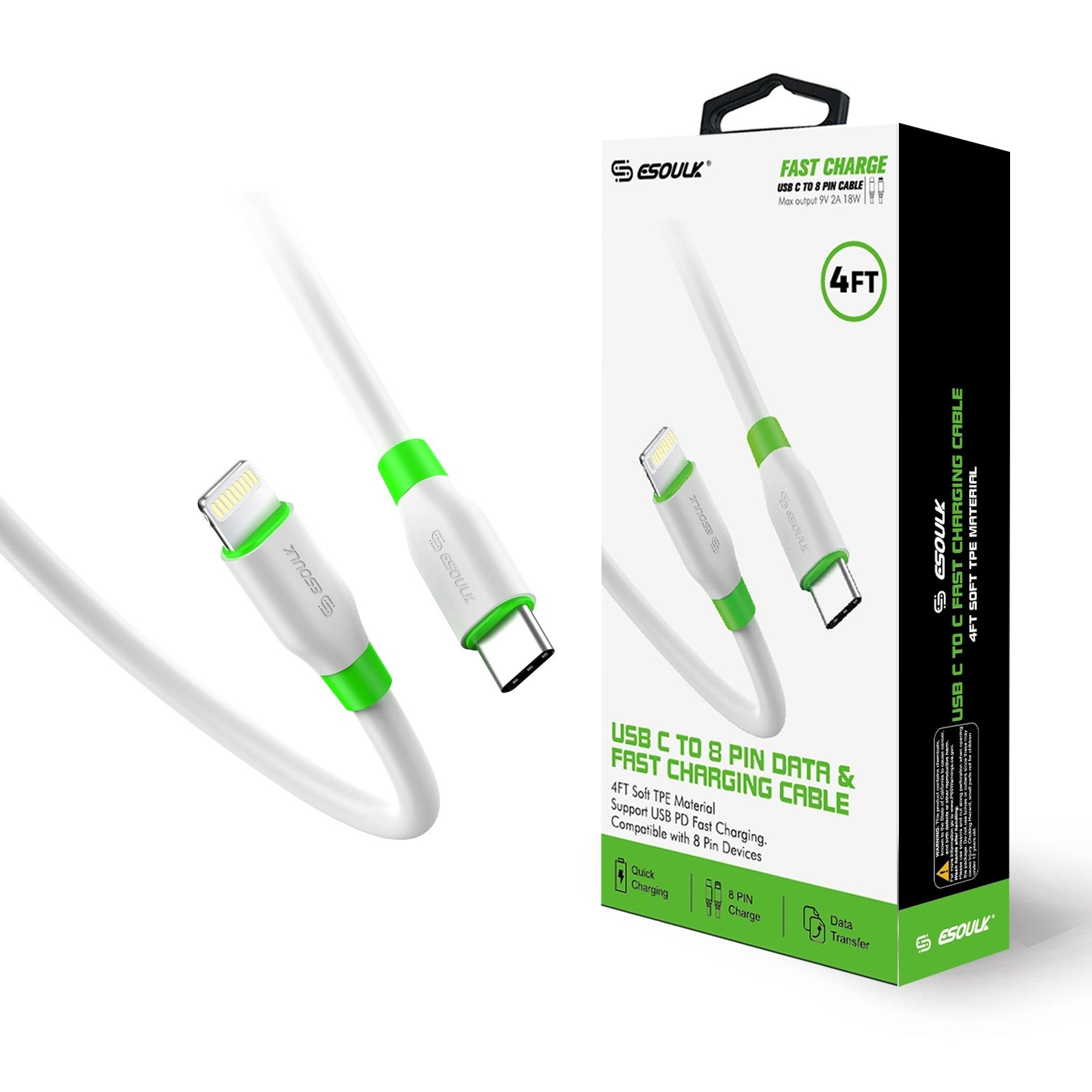 USB-C to USB-C Fast Charging Cable – 4ft Soft TPE, USB PD Support, Safe & Rapid Charging, Universal Compatibility, Durable & Tangle-Free Design