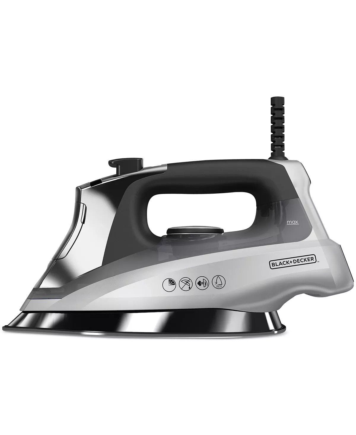 BLACK+DECKER Auto-Steam Iron – 1600W, Grey/Silver, Dynamic Steam Technology, Stainless Steel Soleplate, Variable Temperature, Automatic Shut-Off