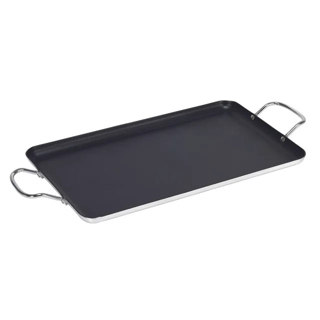 ALPHA DB300 20-Inch Cast Aluminum Double Griddle – Nonstick Surface, Rectangular, Compatible with Gas, Electric & Induction, Black