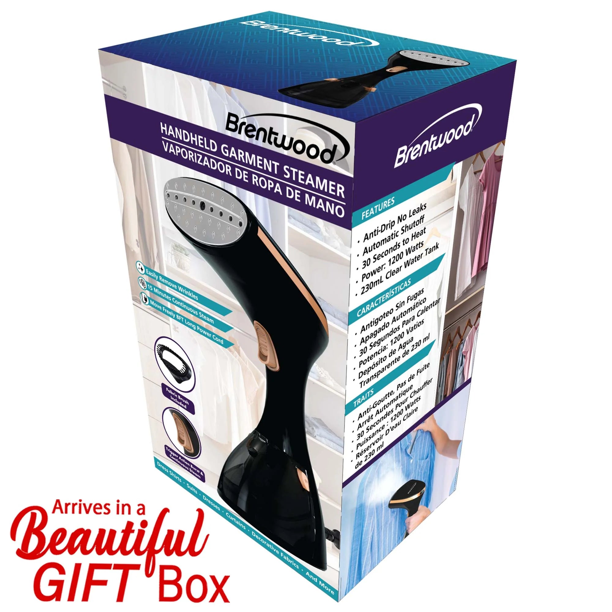 Brentwood 1200W Portable Handheld Garment Iron Steamer for Clothes and More for Home, Office, and Travel, Black