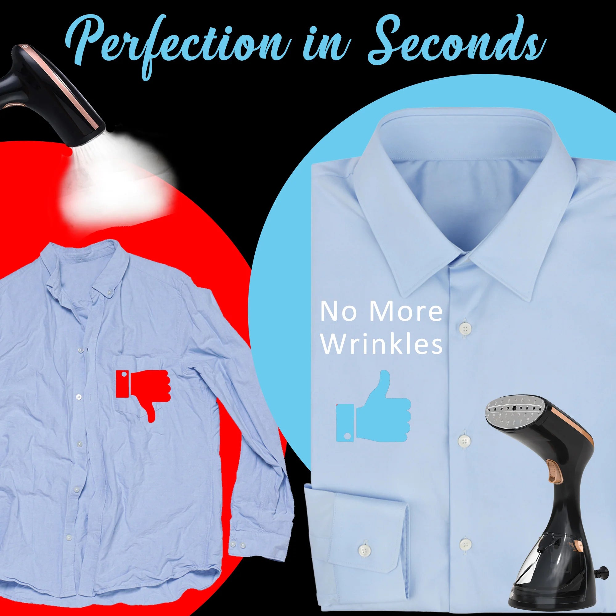 Brentwood 1200W Portable Handheld Garment Iron Steamer for Clothes and More for Home, Office, and Travel, Black