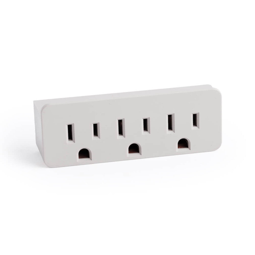 3-Outlet Grounded Wall Tap – Converts 1 to 3 Outlets, 125V/15A/1875W, Ideal for Home & Office Indoor Use