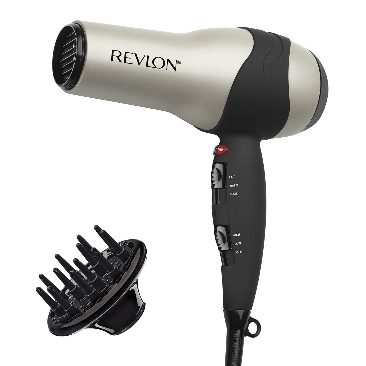 Revlon Turbo Hair Dryer – 1875W, Ionic Technology for Shine & Frizz Control, Ceramic Coating for Even Heat, Turbo Airflow for 50% Faster Drying, 3 Heat / 2 Speed Settings, Cool Shot, Soft-Feel Handle (Case of 3)