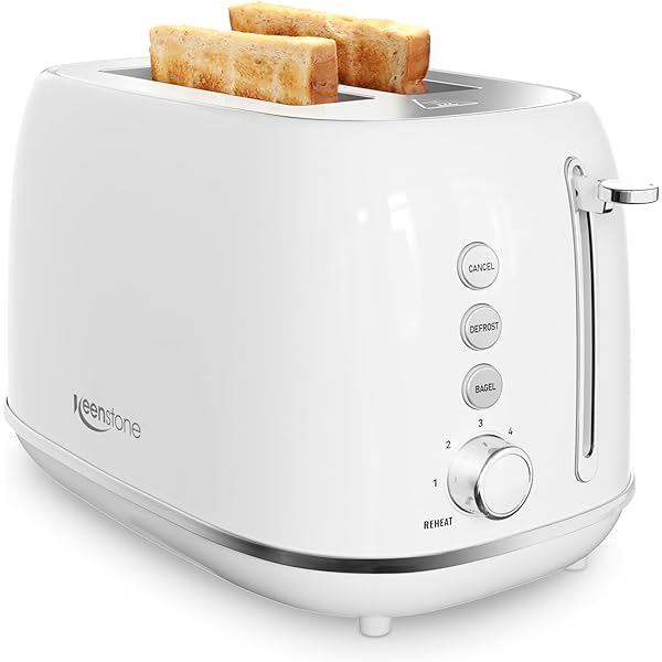 Better Chef 2-Slice Toaster – Extra Wide Slots, Reheat & Defrost Functions, Cool Touch, Variable Browning, Brushed Stainless Trim, White