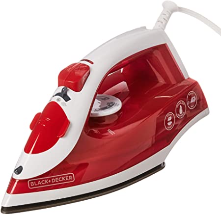 Black+Decker TrueGlide Premium Compact Iron – Nonstick Plate, 6 Fabric Settings, Steam Burst & Mist, 240mL Water Tank
