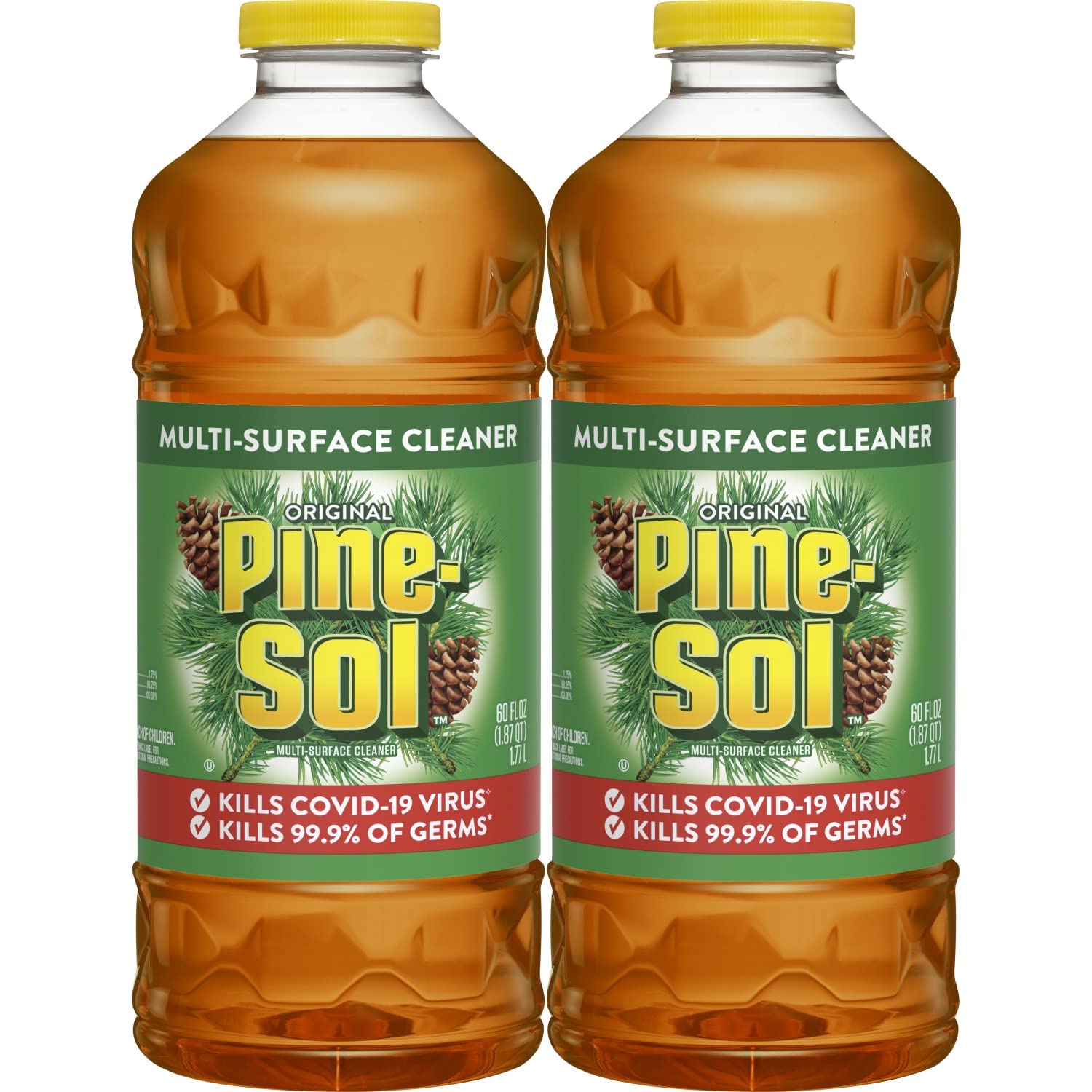 Pine-Sol All Purpose Multi-Surface Cleaner, Original Pine, 60 Ounces Each (Pack of 2) (Package May Vary)
