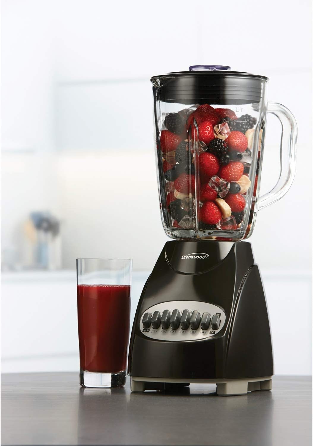 Brentwood JB-920B 12-Speed + Pulse Blender with Glass Jar, Black