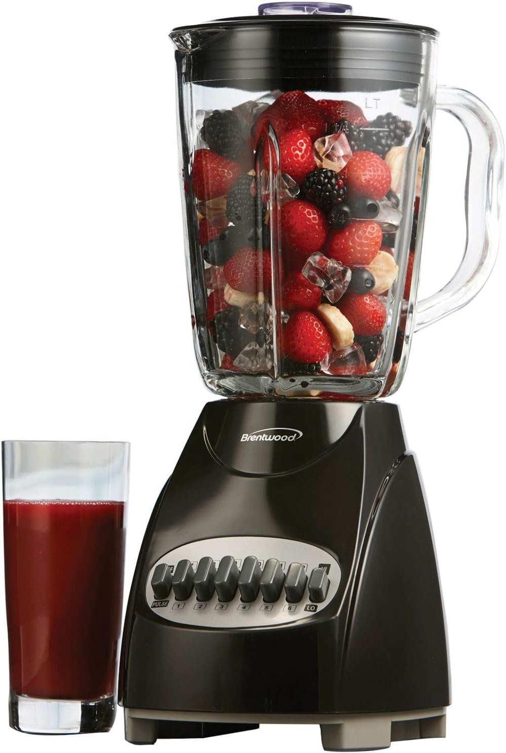Brentwood JB-920B 12-Speed + Pulse Blender with Glass Jar, Black