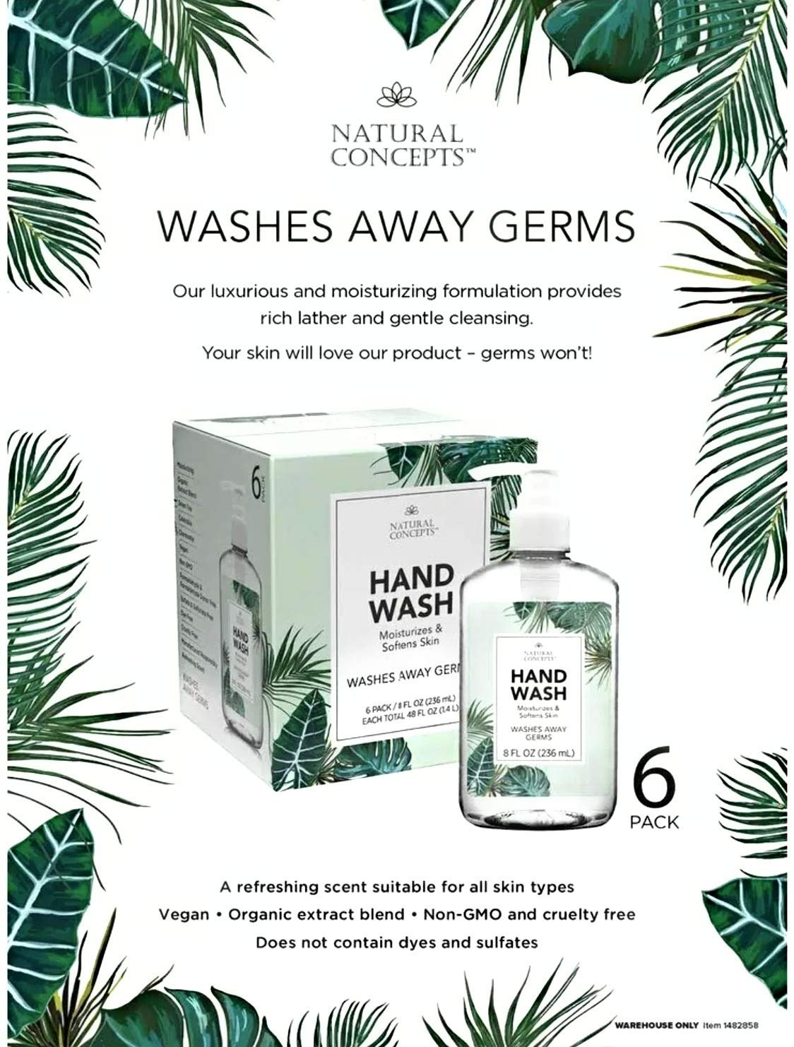 Natural Concepts hand wash 8 oz pump bottles, 6-pack – alternate view 3