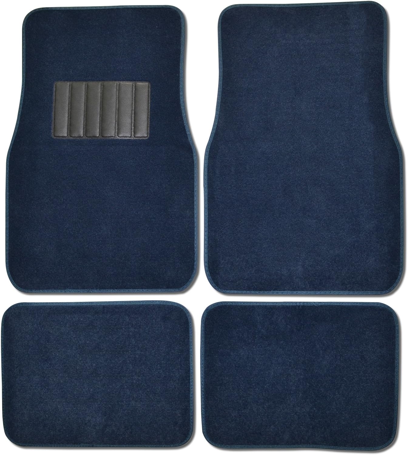 BDK MT-100-BK Classic Carpet Floor Mats for Car & Auto - Universal Fit -Front & Rear with Heelpad (Black)