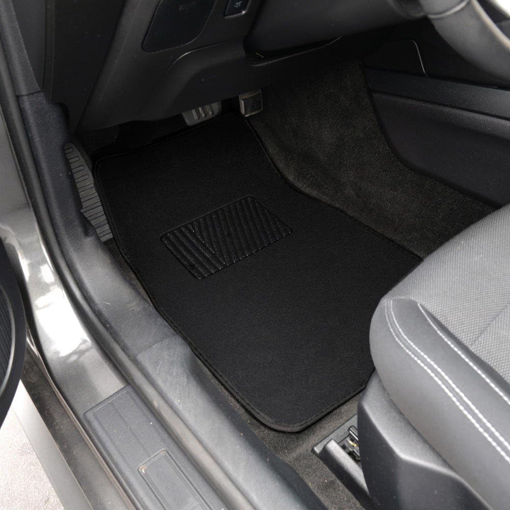 BDK MT-100-BK Classic Carpet Floor Mats for Car & Auto - Universal Fit -Front & Rear with Heelpad (Black)
