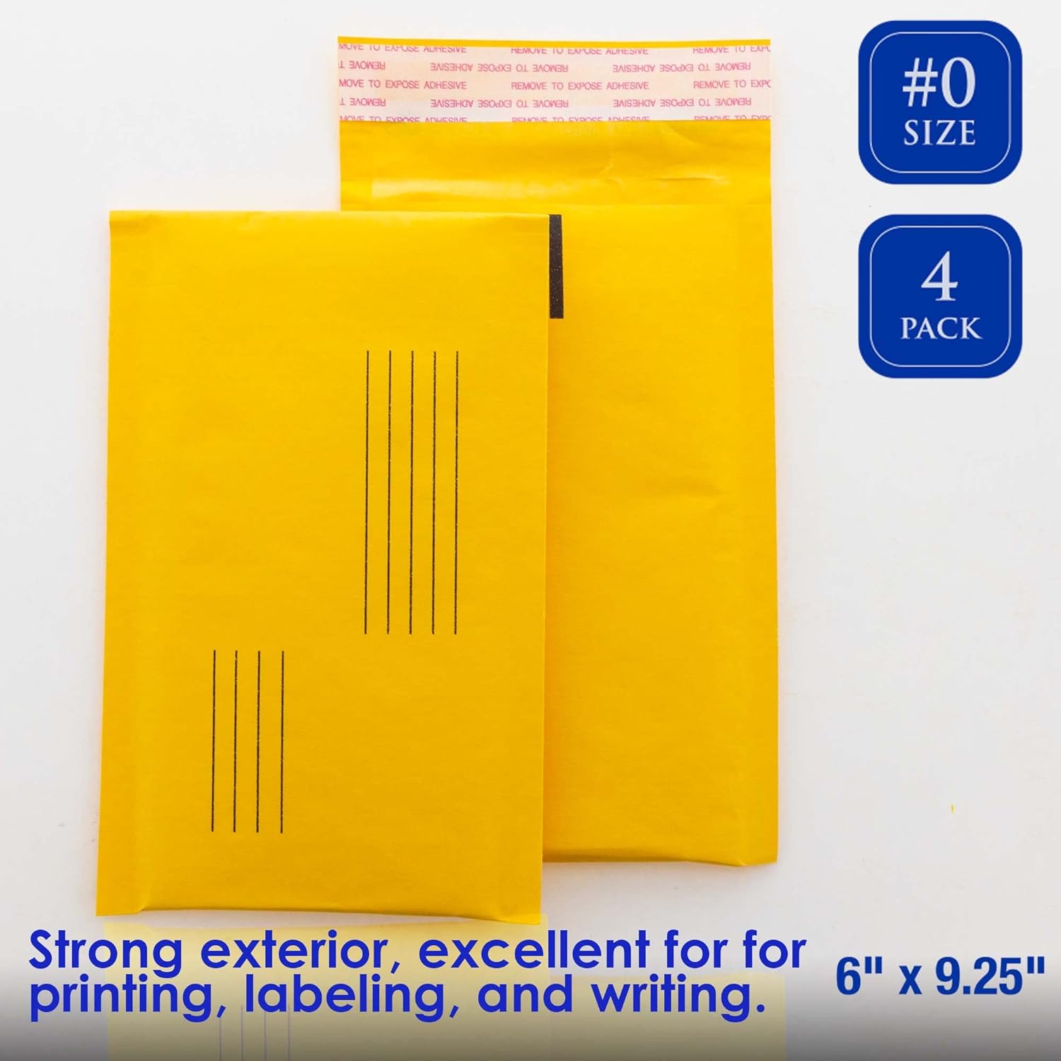 BAZIC Kraft Bubble Mailers #0 6"x9.25" Self Seal Closure, Padded Cushion Envelope, Yellow Mailing Shipping Envelopes Paper Bag (4/Pack) (24-Packs) (96 Envelopes Total)