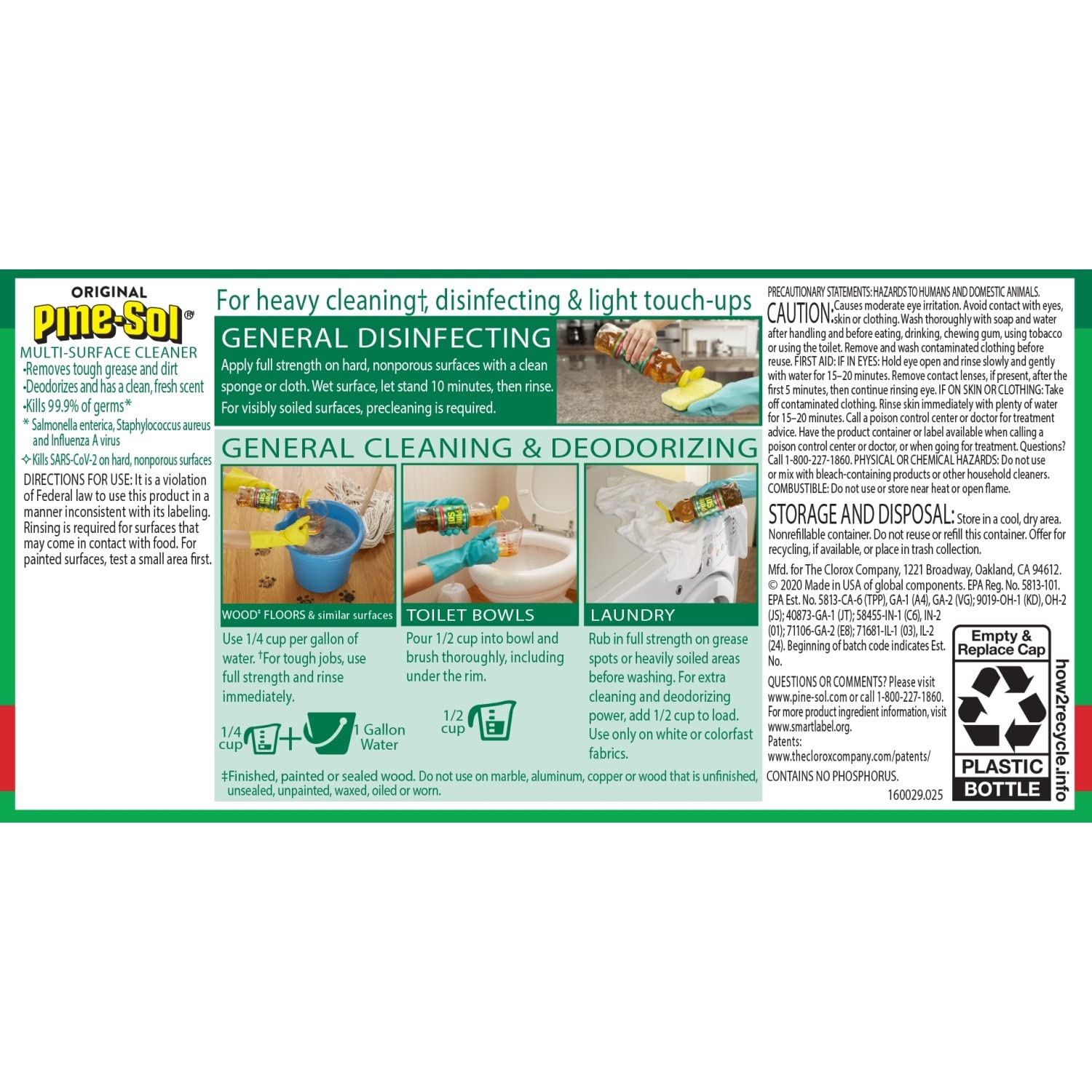 Pine-Sol All Purpose Multi-Surface Cleaner, Original Pine, 60 Ounces Each (Pack of 2) (Package May Vary)