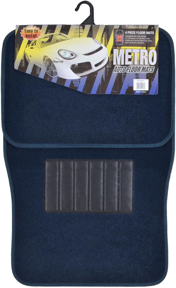 BDK MT-100-BK Classic Carpet Floor Mats for Car & Auto - Universal Fit -Front & Rear with Heelpad (Black)