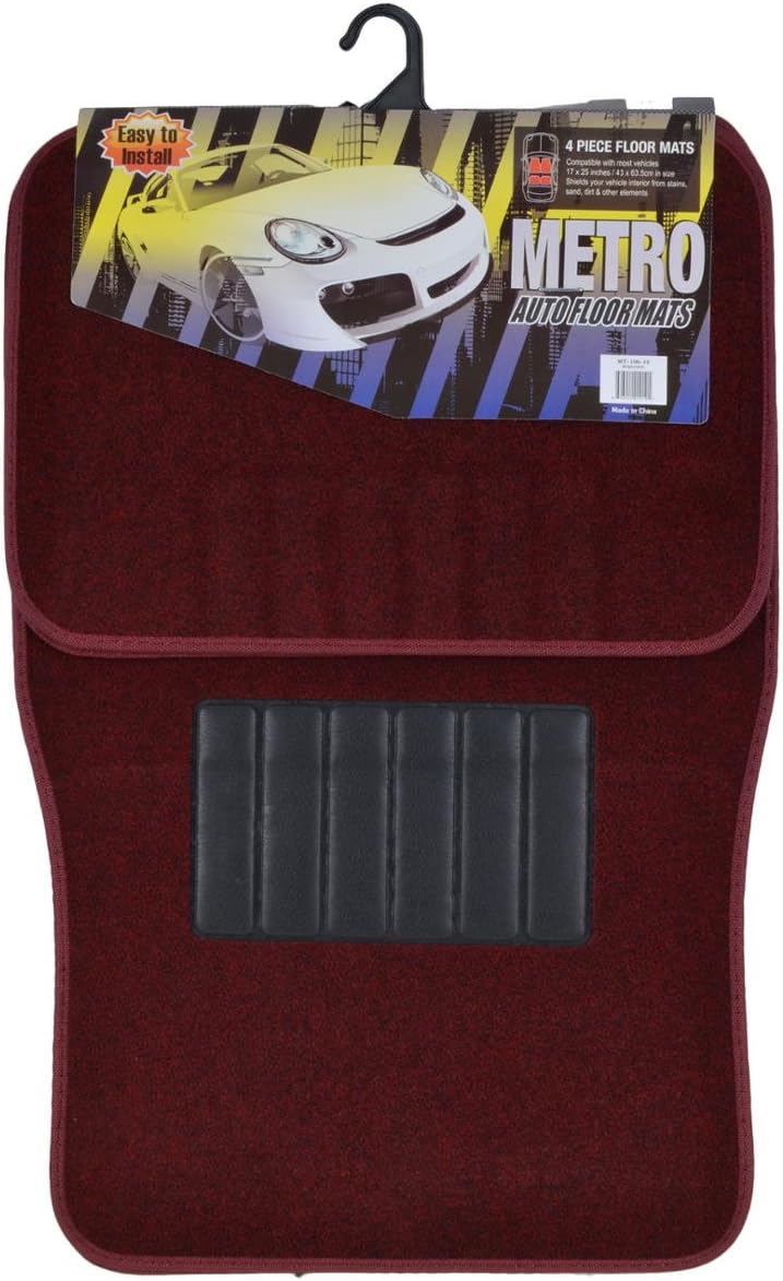 BDK MT-100-BK Classic Carpet Floor Mats for Car & Auto - Universal Fit -Front & Rear with Heelpad (Black)