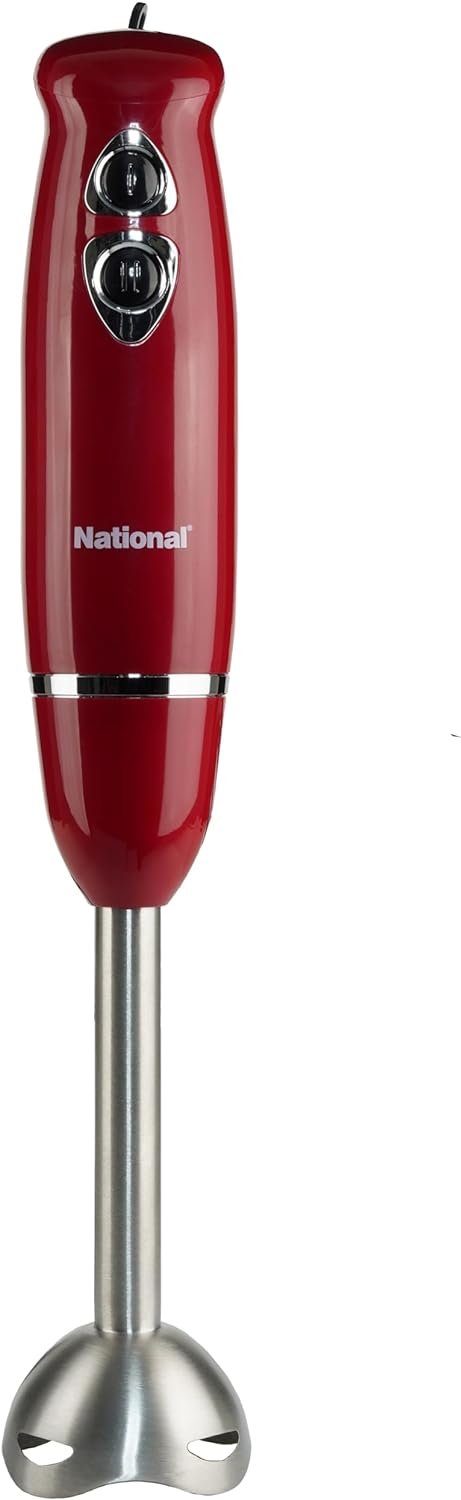 National NA-3104HB 4-in-1 Multi-Purpose Immersion Hand Blender Blend, Puree, Mash, Chop and Whisk, Two Speeds, Splash Control, and ETL Approved with Interchangeable Attachments (Black)