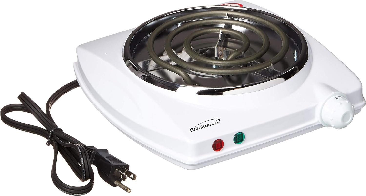 Brentwood TS-322 1000w Single Electric Burner, White