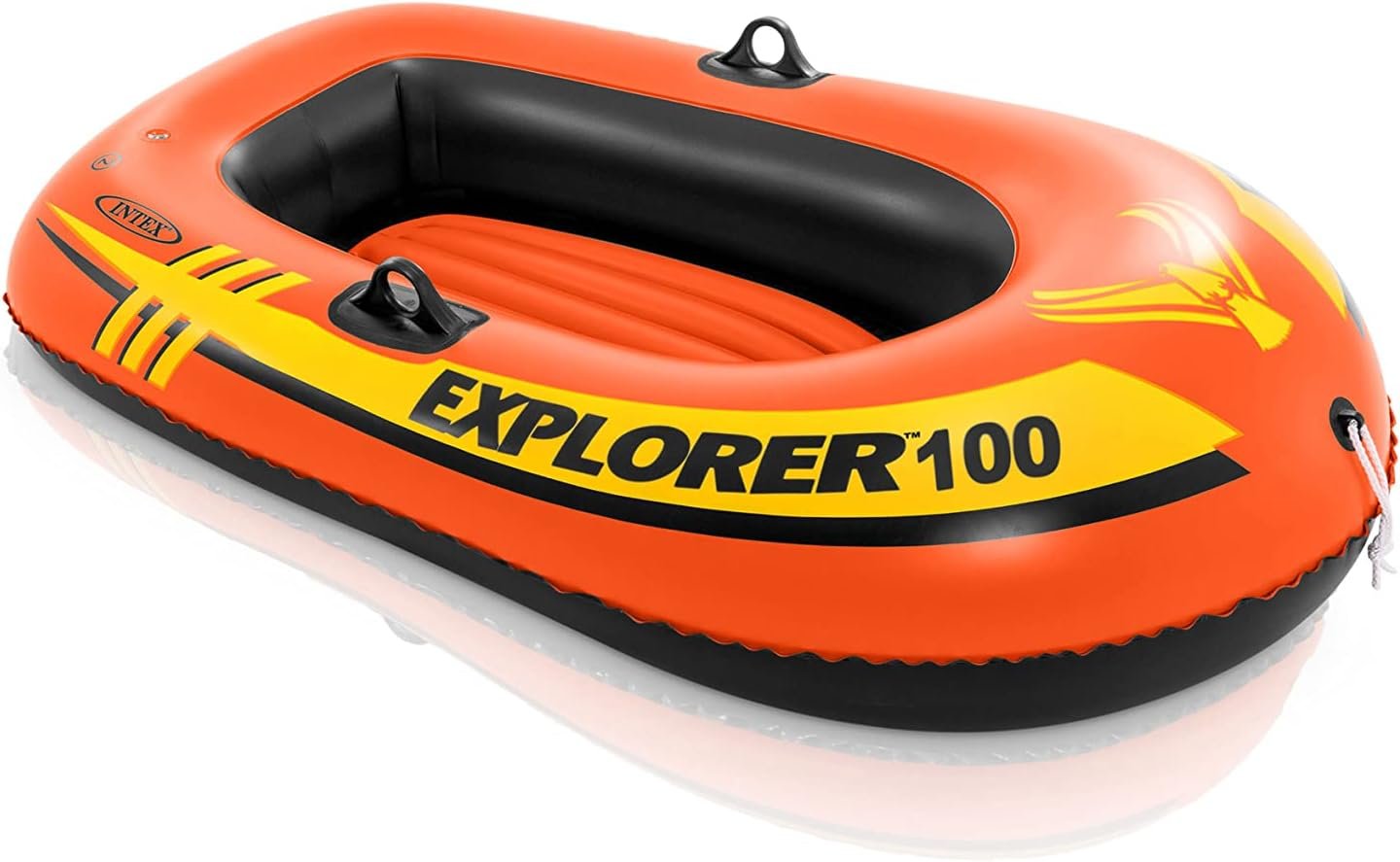 INTEX Explorer Inflatable Boat Series: Dual Air Chambers – Welded Oar Locks – Grab Handles – Bow Rope – Sporty Design