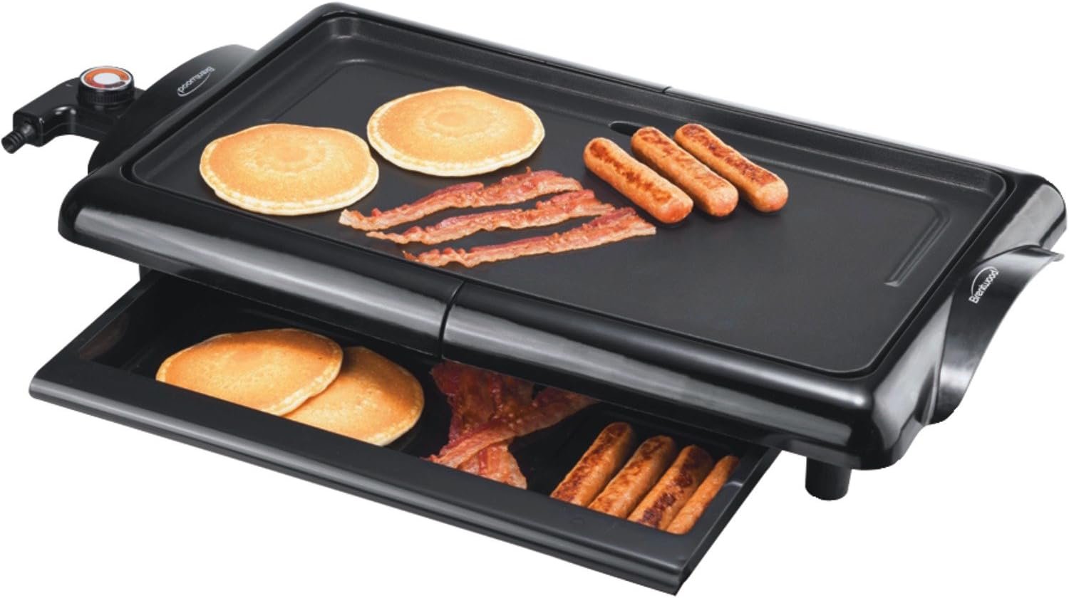 Brentwood TS-840 Non-Stick Electric Griddle with Drip Pan, 10 x 20 Inch, Black