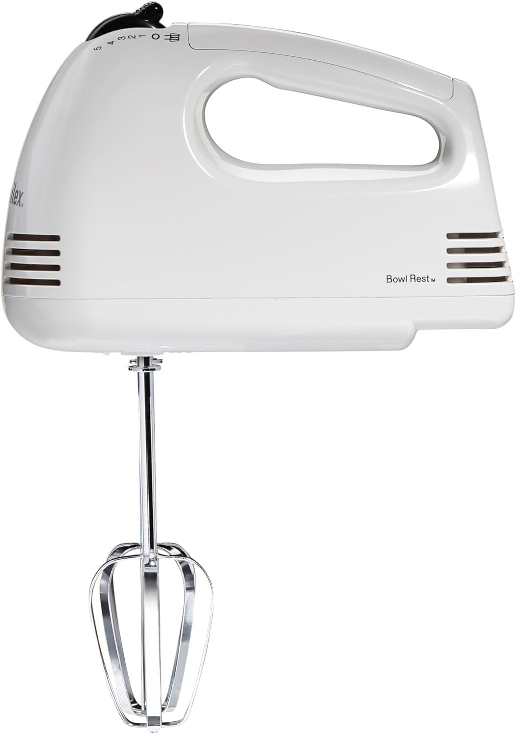 Proctor Silex Easy Mix 5-Speed Electric Hand Mixer with Bowl Rest, Compact and Lightweight, 100 Watts of Peak Power, White