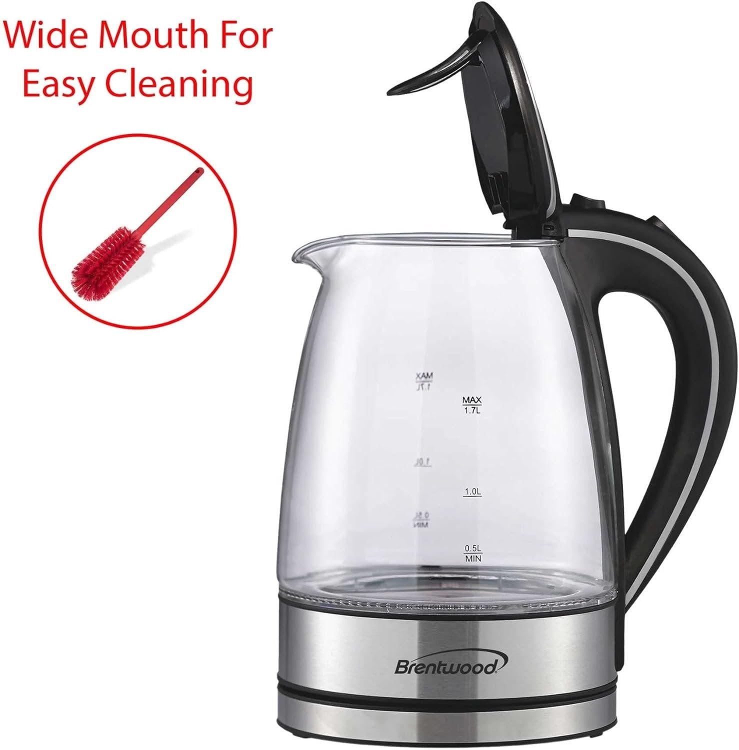 Brentwood KT-1900BK Tempered Glass Electric Kettle, 1.7 Liter Consumer Electronics Electronics